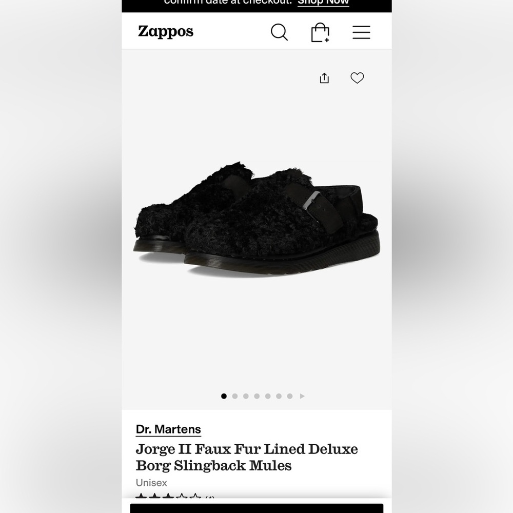 Dr. Martens Black Faux Fur Slingback Mules